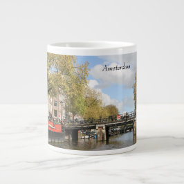 Taza De Café Grande Amsterdam, Canal, Puente, Houseboat, Iglesia Spire