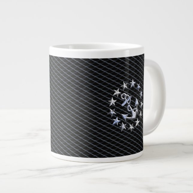 Taza De Café Grande Ancla y estrellas de la bandera naval de los yates (Derecha)