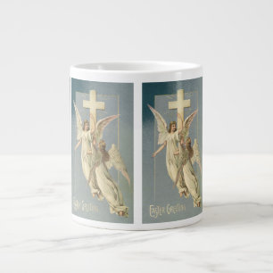 Taza De Café Grande Ángeles Victorianos con una Cruz, Pascua Vintage