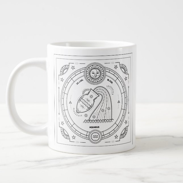 Taza De Café Grande Aquarius Zodiac Personalizado Birthday Mug (Izquierda)