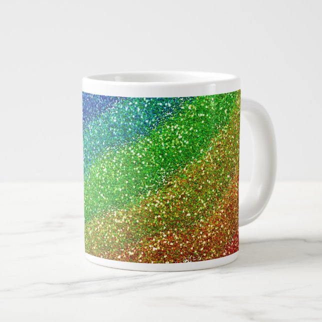 Taza De Café Grande Arco iris purpurinas (Derecha)