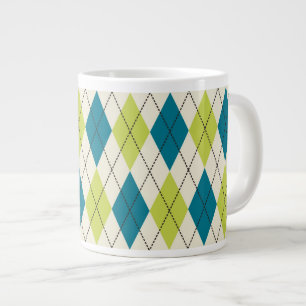 Taza De Café Grande Argyle azul y verde