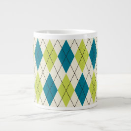 Taza De Café Grande Argyle azul y verde