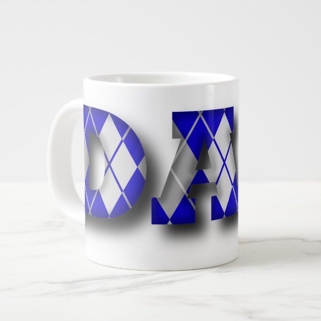 Taza De Café Grande Argyle Dad Blue and Grey (Izquierda)