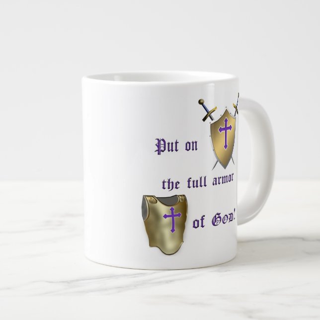 Taza De Café Grande Armadura llena de dios (Derecha)