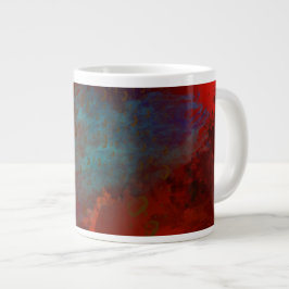 Taza De Café Grande Arte abstracto digital grunge rojo, acuático y dor