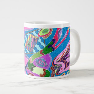 Taza De Café Grande Arte abstracto "Rosa"