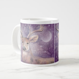 Taza De Café Grande Arte de ciervos silvestres de invierno