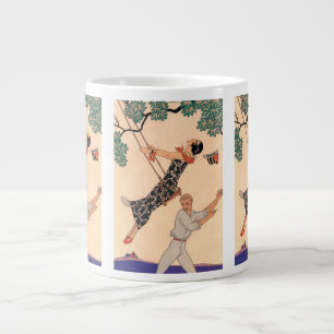 Taza De Café Grande Arte Deco Antiguo Amor, El Columpio por George Bar