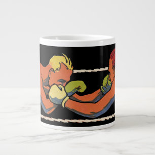 Taza De Café Grande Arte Deco Antiguo Deportes Boxeo, Boxeadores Golpe