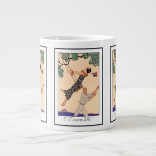 Taza De Café Grande Arte Deco Vintage Amor, El Columpio por George Bar