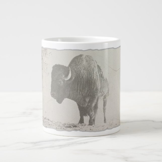 Taza De Café Grande arte pop retro animal del bisonte (Frente)