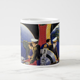 Taza De Café Grande Astronautas de ciencia ficción vintage orbitando l