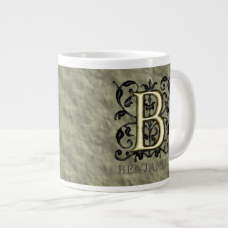 Taza De Café Grande B - Monograma de cosecha Grabado en relieve
