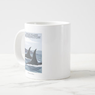 Taza De Café Grande Ballenas #1 - orcas isla, Washington de la orca