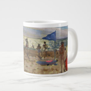 Taza De Café Grande Bandera azul y sombra roja Montalivet del sol