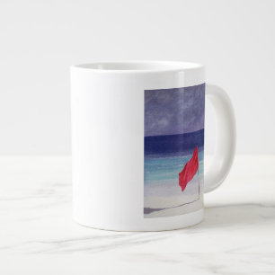 Taza De Café Grande Bandera de playa - tormenta que advierte 1985