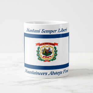 Taza De Café Grande Bandera de Virginia Occidental y Motto 20 oz Mug