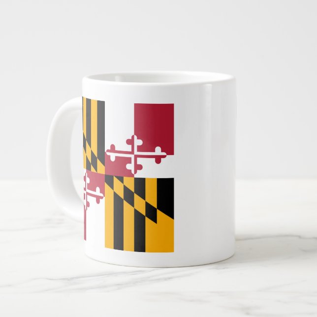 Taza De Café Grande Bandera del Estado de Maryland festivo (Izquierda)