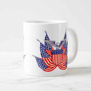 Taza De Café Grande Bandera estadounidense patriótica vintage, cuatro