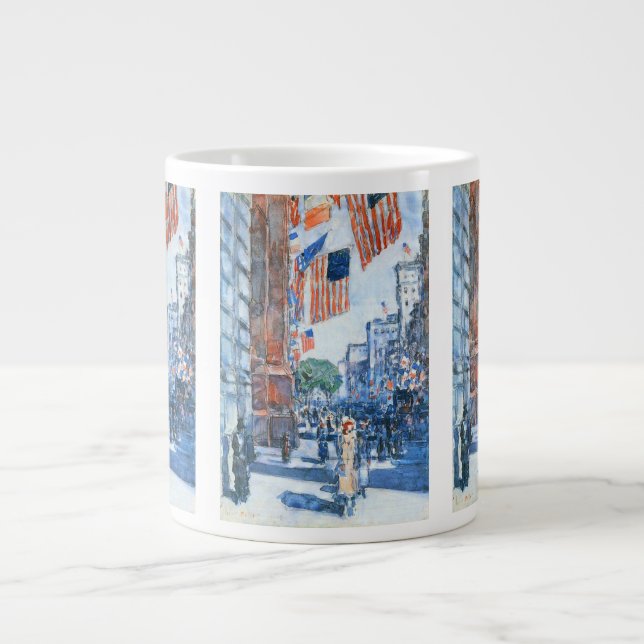 Taza De Café Grande Banderas Quinta Avenida de Childe Hassam, Arte de  (Frente)