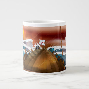 Taza De Café Grande Barco de tormenta del Océano Atlántico