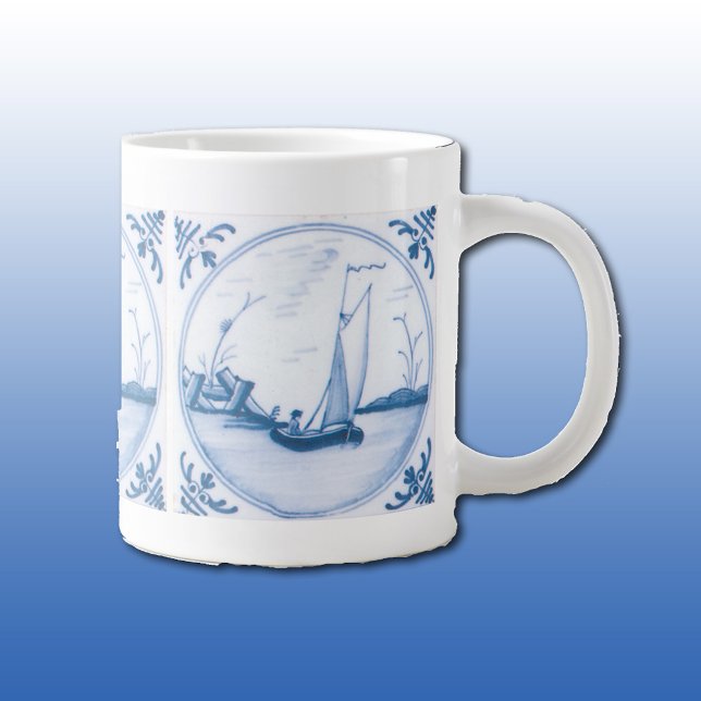 Taza De Café Grande Barco de vela Blue White Delft (Subido por el creador)