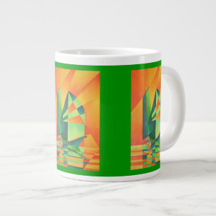 Taza De Café Grande Barcos de basura chinos navegan en Naranja Sunrise