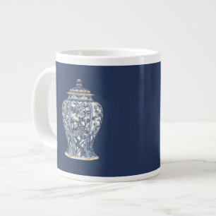 Taza De Café Grande Base de porcelana azul y blanca de Vision Studio