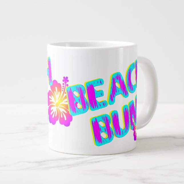 Taza De Café Grande Beach Bum Divertido diciendo rosado (Derecha)