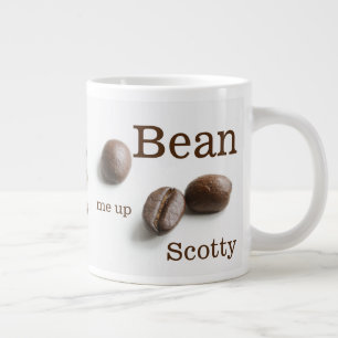 Taza De Café Grande Bean Me Up Scotty Café con Humor de Granos de Café