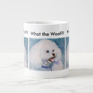 TAZA DE CAFÉ GRANDE BICHÓN FRISE BLANCO Y ESPONJOSO