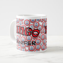 Taza De Café Grande Bingo "nombre" sobre bolas del bingo