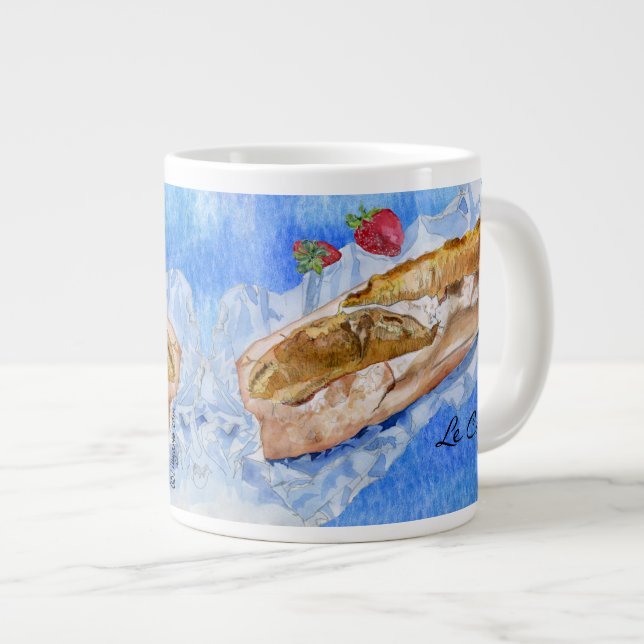 Taza De Café Grande Blue Baguette Le Cafe Mug (Derecha)