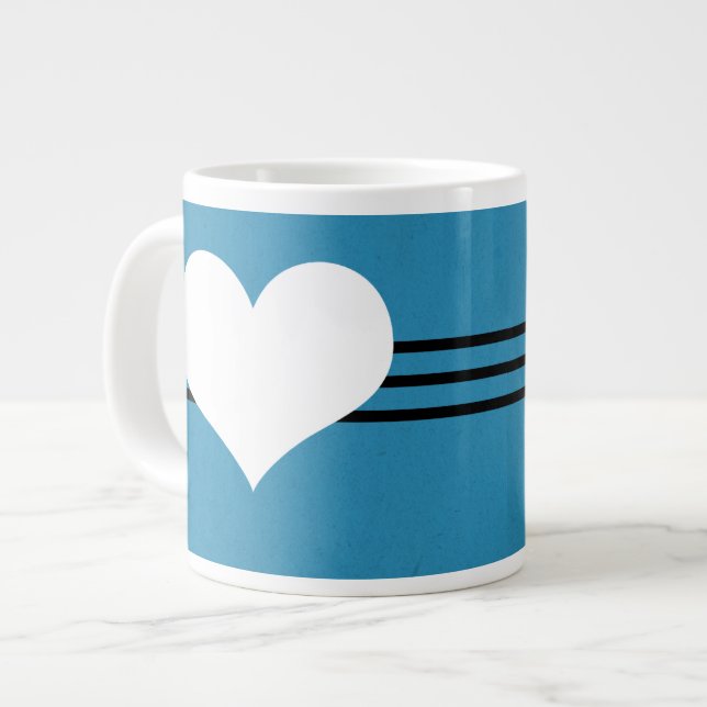 Taza De Café Grande Blue Modern Heart Jumbo Mug (Izquierda)