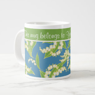 Taza De Café Grande Bonito Jumbo Coffee Mug Lilies of the Valley, Azul