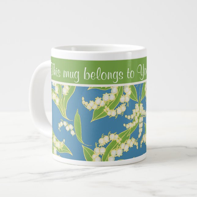 Taza De Café Grande Bonito Jumbo Coffee Mug Lilies of the Valley, Azul (Izquierda)