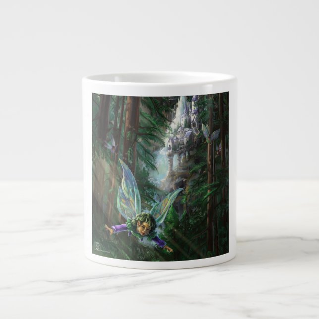 Taza De Café Grande Bosque del castillo de hadas (Frente)
