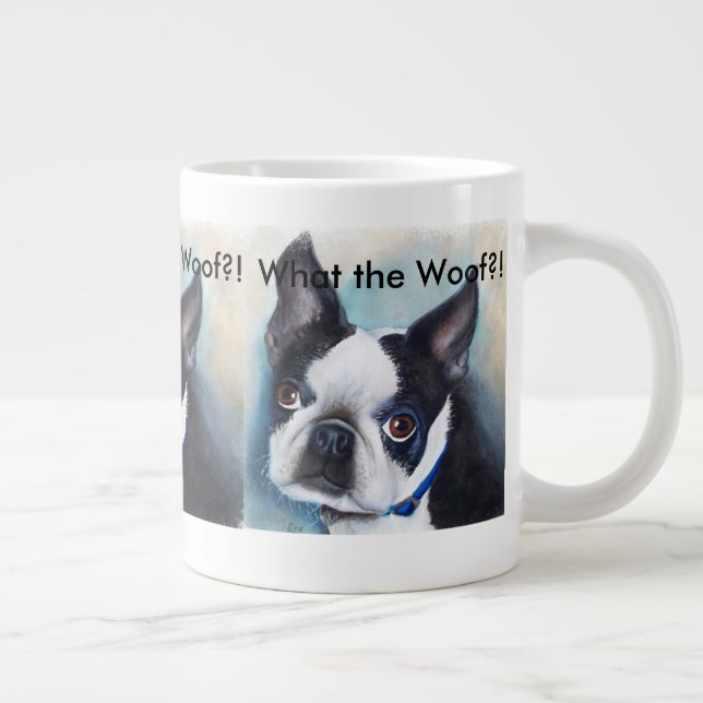 TAZA DE CAFÉ GRANDE BOSTON TERRIER EN BLANCO Y NEGRO (Derecha)