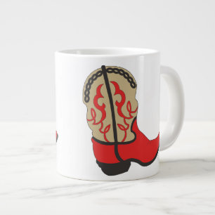 Taza De Café Grande Bota de vaquero en rojo