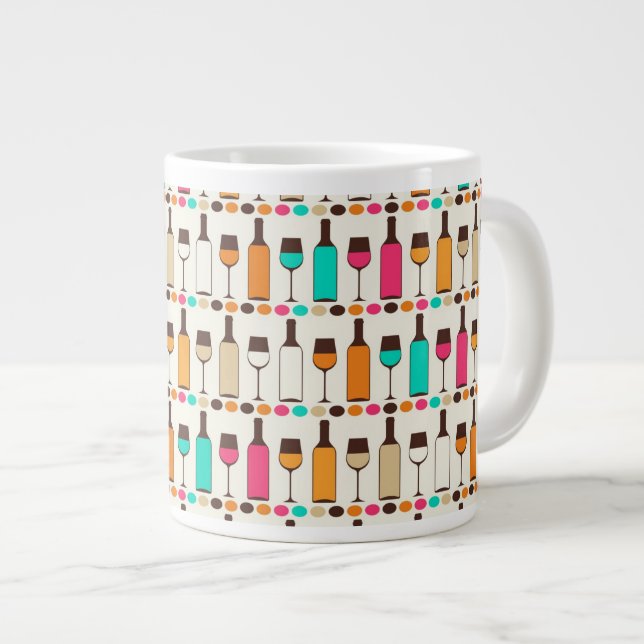 Taza De Café Grande Botellas de vino y vasos retro (Derecha)
