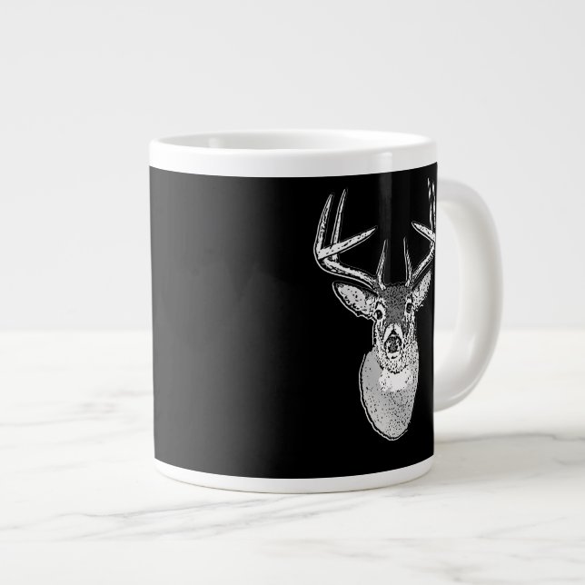 Taza De Café Grande Buck on Black White Tail Deer (Derecha)