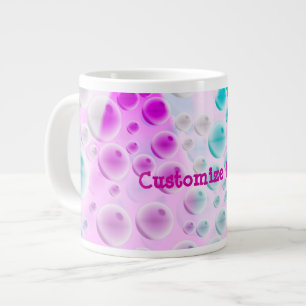 Taza De Café Grande Burbujas en ascenso (rosa y azul)