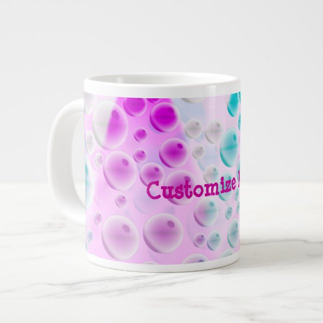 Taza De Café Grande Burbujas en ascenso (rosa y azul) (Izquierda)