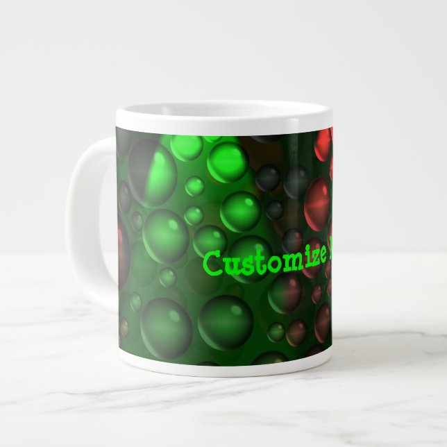 Taza De Café Grande Burbujas en ascenso (Verde y Rojo) (Izquierda)
