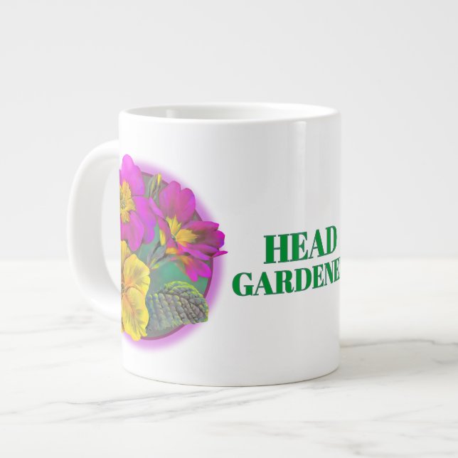 Taza De Café Grande Cabeza jardinero primrose flores jumbo mug (Izquierda)