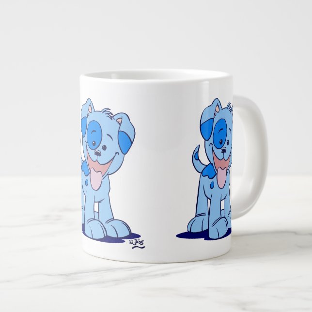 Taza De Café Grande Cachorro Personalizado azul (Derecha)