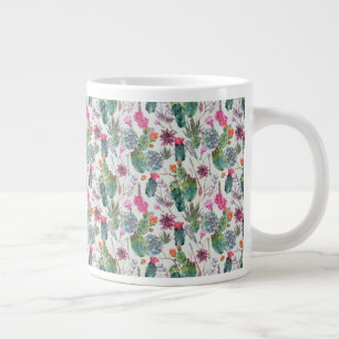 Taza De Café Grande Cactus de color de agua del Boho exótico y patró