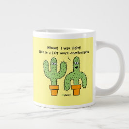 Taza De Café Grande Cactus Personalizado divertida en un sol amarillo 