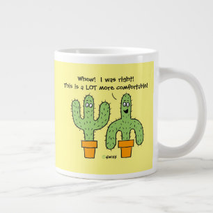 Taza De Café Grande Cactus, un Personalizado gracioso en un sol amaril